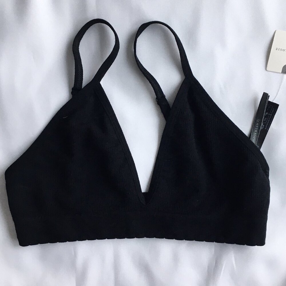 Anthropologie The Zandra Seamless Triangle Bra In Black - Picture 2 of 7